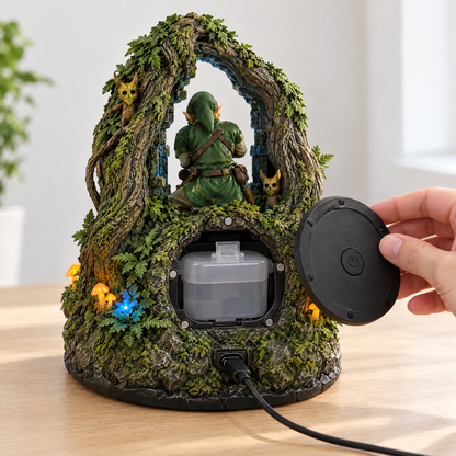 Opening the hidden magnetic refill on the back of the Hero's Rest humidifier